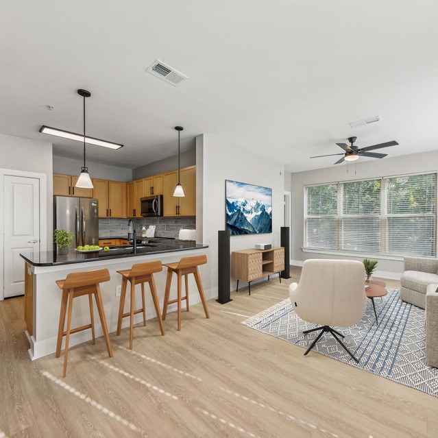 Porter Westside - Apartments in Atlanta, GA - Living Room and Kitchen